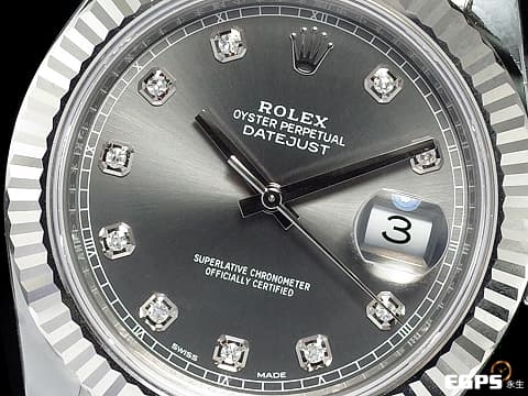 ROLEX 勞力士 DATEJUST II 116334 蠔式日誌型 銀灰色面盤 原鑲鑽石時標 白K金三角坑紋錶圈 銀灰色面盤 原鑲鑽石時標&nbsp;&nbsp;台灣公司貨 自動上鍊 41mm