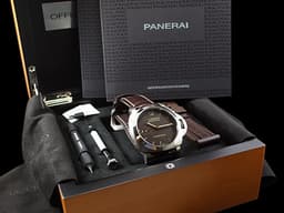 PANERAI 沛納海 LUMINOR MARINA PAM351 PAM00351 三日鍊 <font color="#f97171">金色指針 鈦金屬材質 鐵鏽色三明治面盤 透明錶背</font>&nbsp;<font color="#ff0000">台灣公司貨</font>&nbsp;自動上鏈 44mm