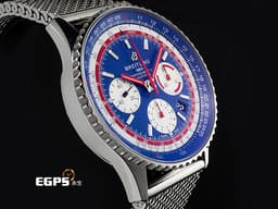 BREITLING 百年靈 NAVITIMER B01 CHRONOGRAPH 航空計時 AB01212B1C1A1 不鏽鋼材質 <font color="#05f0f0">藍紅配色面盤 泛美特別版</font>&nbsp;<font color="#FF0000">百年靈自製01機芯 2020年保單 </font> 自動上鍊 43mm