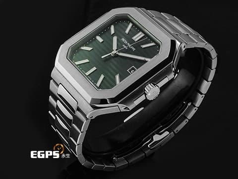 Patek Philippe 百達翡麗 PP Cubitus 5821/1A-001 不鏽鋼材質&nbsp;綠色橫條浮雕日輝紋面盤&nbsp;大三針&nbsp;方形圓角錶殼 橄欖綠 2026年保單  自動上鍊 45mm