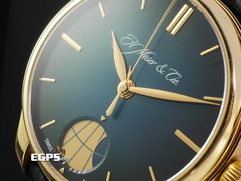 H. Moser &amp; Cie. 亨利慕時 Perpetual Moon 千年月相 348.901-013 18K玫瑰金材質 7日動力儲存 弧形軌道移動式動能儲存顯示 藍色漸層面盤&nbsp;台灣公司貨 訂價約1,245,000元&nbsp;自動上鍊 40.8mm