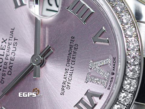 ROLEX 勞力士 Datejust 31 蠔式日誌型 278384RBR 原廠鑲鑽外圈、VI鑲鑽時標粉紅色面盤&nbsp;278384 RBR 經典 DJ31 不鏽鋼&nbsp;2024保卡 蠔式（Oyster）三節錶帶 自動上鍊 31mm