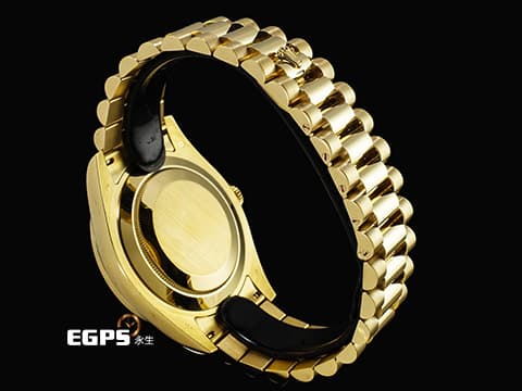 ROLEX 勞力士 DAY-DATE 40 DD40 蠔式 星期日曆型 218348 18K黃金材質 原廠鑲嵌鑽石錶圈、時標 香檳金色面盤&nbsp;2015年保卡 台灣公司貨 自動上鏈 40mm