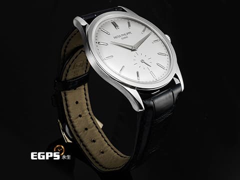 PATEK PHILIPPE 百達翡麗 PP CALATRAVA 經典的小三針款式系列 5196G-001 18K白金材質 銀灰色紋路面盤&nbsp;台灣公司貨 手動上鏈&nbsp;37mm
