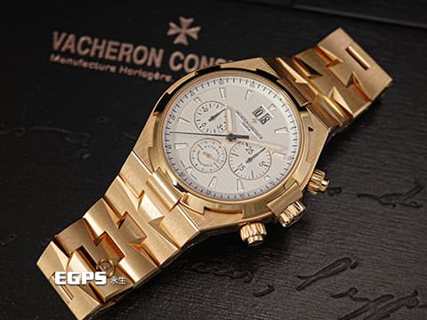 Vacheron Constantin 江詩丹頓 VC錶 Overseas Chronograph 縱橫四海 49150 白色雕紋面盤 計時碼表 大日期窗&nbsp;玫瑰金材質 整只重6.92兩&nbsp;自動上鍊 42mm