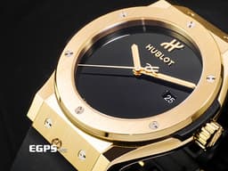 HUBLOT 宇舶 Classic Fusion 經典融合 542.VX.1230.RX.MDM <font color="#f9ec9a">18K黃金材質 簡約黑色面盤</font> 大三針 <font color="#ff0000">2026年電子保單</font> 自動上鍊 42mm