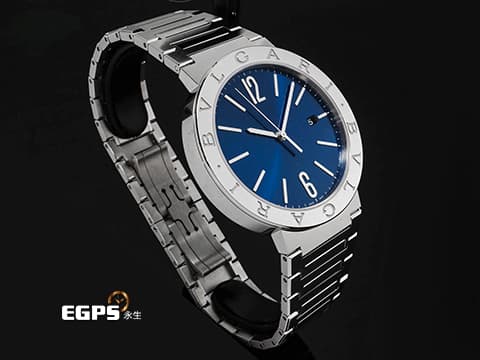 BVLGARI 寶格麗 BULGARI 103720 不鏽鋼材質 藍色太陽紋放射面盤&nbsp;2025年保卡 自動上鍊 40mm
