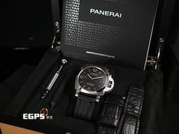 PANERAI 沛納海 Luminor Marina PAM01312 三日鍊 PAM1312 <font color="#ff8647">經典三明治面盤 菸草面</font> 絕版透背 藍色小秒針 <font color="#FF0000">2017年台灣公司貨</font> 自動上鍊 44mm