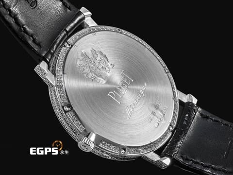 PIAGET 伯爵 Altiplano Skeleton 非凡珍品 G0A39120 超薄 微型自動盤 18K白金材質 原廠鑲嵌38顆長方形美鑽（約1.4克拉）及266顆圓形美鑽（約1.9克拉）錶殼 鑲飾33顆長方形美鑽（約1.3克拉）面盤 2026年保卡 新錶參考訂價：6,400,000元 手動上鍊 38mm