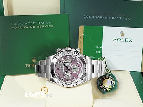 ROLEX 勞力士 Cosmograph Daytona 宇宙計時型 迪通拿 116509NC 計時碼表 18K白金 已停產絕版鑽石時標珍珠貝母 搭配三眼塘金小錶盤 2021年保卡 自動上鍊 40mm