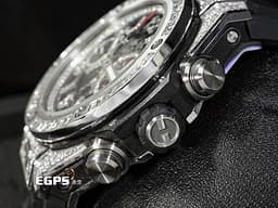 HUBLOT 宇舶 Big Bang Unico 45 Titanium 大爆炸 411.NE.2010.LR.JSM15 鈦金屬 飛返 計時碼表 <font color="#FF0000">精鑲鑽石、梯鑽錶框、鑽石時標 鏤空面盤</font> 自動上鍊 45mm