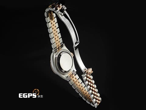 ROLEX 勞力士 Lady-Datejust 28 永恆玫瑰金 279171 18K玫瑰金材質 半金款 原廠鑲嵌鑽石時標 白色珍珠貝母面盤 2026年保卡   紀念型五珠錶帶&nbsp;自動上鍊 28mm