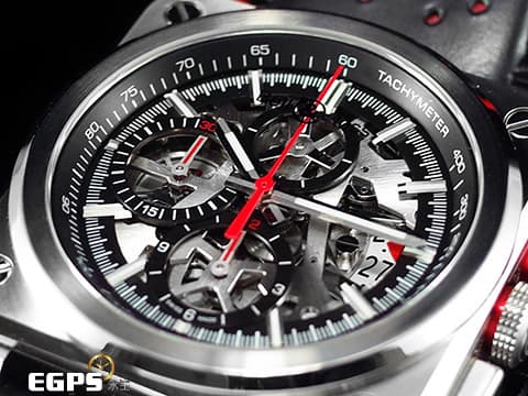 BELL &amp; ROSS 柏萊士 INSTRUMENTS BR03-94 AERO GT RED 概念跑車款 全球限量500只 全新客製化黑色穿孔搭配紅色滾邊小牛皮錶帶  鏤空腕錶 自動上鍊 42mm