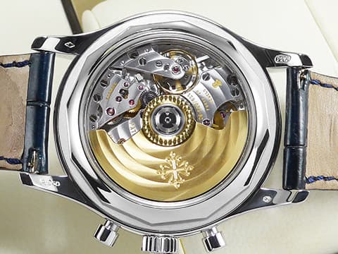 Patek philippe 百達翡麗 PP錶 Annual Calendar 複雜功能系列 5960P PT950 鉑金材質 飛返計時 年曆錶&nbsp;碳灰色放射紋面盤 自動上鍊 40.5mm
