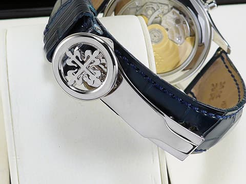 Patek philippe 百達翡麗 PP錶 Annual Calendar 複雜功能系列 5960P PT950 鉑金材質 飛返計時 年曆錶&nbsp;碳灰色放射紋面盤 自動上鍊 40.5mm