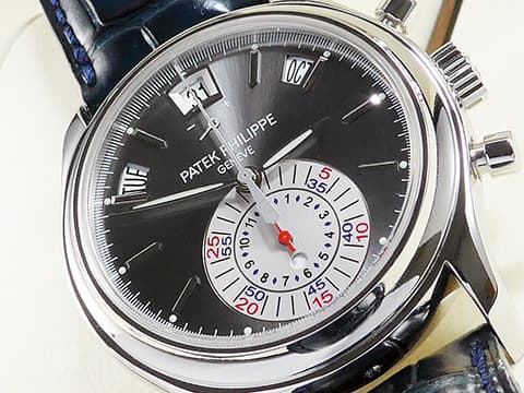 Patek philippe 百達翡麗 PP錶 Annual Calendar 複雜功能系列 5960P PT950 鉑金材質 飛返計時 年曆錶&nbsp;碳灰色放射紋面盤 自動上鍊 40.5mm