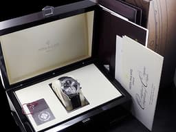 Patek philippe 百達翡麗 PP錶 Annual Calendar 複雜功能系列 5960P <font color="#05f0f0">PT950 鉑金材質 飛返計時 年曆錶</font>&nbsp;<font color="#f7ffd1">碳灰色放射紋面盤</font> 自動上鍊 40.5mm