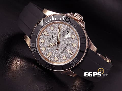 ROLEX 勞力士 Yacht-Master 116655 遊艇名仕 永恆玫瑰金材質 黑色陶瓷錶圈 自動上鍊  2019年保單，絕版116655原鑲滿天星面盤，等著你來收藏    此錶歡迎各路錶友以 PP、AP、RM、勞力士 來店交換，本店將以最高價評估～ 40mm