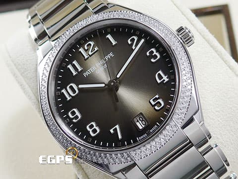 PATEK PHILIPPE 百達翡麗 PP錶 Twenty~4 系列 旭日形錶盤 7300 / 1200A-010&nbsp;棕色漸變色面盤 原廠鑽石錶圈 共鑲鑽160顆天然美鑽，約重0.77克拉&nbsp;2025年保單 新錶參考訂價：965,000元&nbsp;自動上鍊 36mm