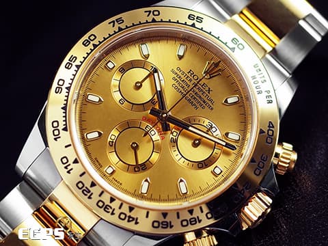 ROLEX 勞力士 Cosmograph Daytona 宇宙計時型 迪通拿 116503 計時碼錶 18K黃金&amp;不鏽鋼材質半金款&nbsp;皇帝金色面盤  2017年保卡&nbsp;賽車錶 自動上鍊 40mm