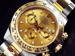 ROLEX 勞力士 Cosmograph Daytona 宇宙計時型 迪通拿 116503 計時碼錶 18K黃金&amp;不鏽鋼材質半金款&nbsp;<font color="#f5dea8">皇帝金色面盤 </font> <font color="#ff0000">2017年保卡</font>&nbsp;賽車錶 自動上鍊 40mm