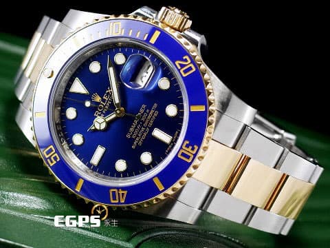 ROLEX 勞力士 Submariner Date 蠔式 潛航者 116613LB 藍水鬼 藍色陶瓷錶圈 116613 LB 半金款 18K黃金 潛水錶 2016年保卡  自動上鍊 40mm
