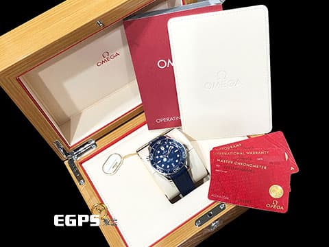 OMEGA 歐米茄 Seamaster 海馬系列 21032422003001 藍色面盤、藍色陶瓷錶圈 同軸擒縱 藍色橡膠錶帶海馬，2025年保單 台灣公司貨 排氦氣閥 潛水錶 自動上鍊 42mm