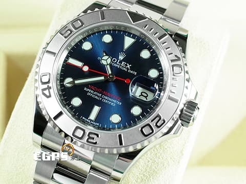 ROLEX 勞力士 Yacht-Master 遊艇名仕型 116622 不鏽鋼材質 亮藍色面盤&nbsp;PT950 鉑金雙向旋轉錶框 亂碼字頭 自動腕錶 40mm