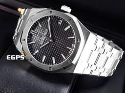 Audemars Piguet 愛彼 AP錶 Royal Oak 皇家橡樹 15500ST.OO.1220ST.03 <font color="#05f0f0">經典 Grande Tapisserie 黑色格紋面盤</font> 大三針 鍊帶款 <font color="#FF0000">2022年新式保卡</font>&nbsp;自動上鍊 41mm