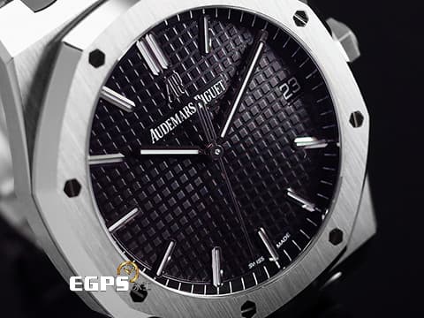 Audemars Piguet 愛彼 AP錶 Royal Oak 皇家橡樹 15500ST.OO.1220ST.03 經典 Grande Tapisserie 黑色格紋面盤 大三針 鍊帶款 2022年新式保卡&nbsp;自動上鍊 41mm
