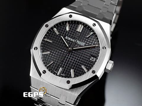 Audemars Piguet 愛彼 AP錶 Royal Oak 皇家橡樹 15500ST.OO.1220ST.03 經典 Grande Tapisserie 黑色格紋面盤 大三針 鍊帶款 2022年新式保卡&nbsp;自動上鍊 41mm
