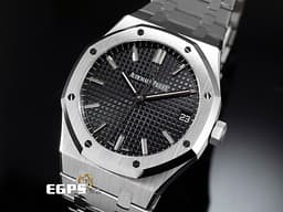 Audemars Piguet 愛彼 AP錶 Royal Oak 皇家橡樹 15500ST.OO.1220ST.03 <font color="#05f0f0">經典 Grande Tapisserie 黑色格紋面盤</font> 大三針 鍊帶款 <font color="#FF0000">2022年新式保卡</font>&nbsp;自動上鍊 41mm