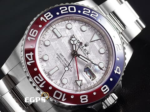 ROLEX 勞力士 GMT-Master II 格林威治型 126719BLRO Met 兩地時區 Meteorite 隕石面盤 紅藍雙色陶瓷圈 Pepsi 百事圈 可樂圈 18K白金材質&nbsp;2025年07月新式保卡&nbsp;126719 BLRO 自動上鍊 40mm