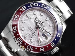 ROLEX 勞力士 GMT-Master II 格林威治型 126719BLRO Met 兩地時區 <font color="#33CCFF">Meteorite 隕石面盤</font> 紅藍雙色陶瓷圈 Pepsi <font color="#05f0f0">百事圈 可樂圈</font> <font color="#fa00fa">18K白金材質</font>&nbsp;<font color="#FF0000">2025年07月新式保卡</font>&nbsp;126719 BLRO 自動上鍊 40mm