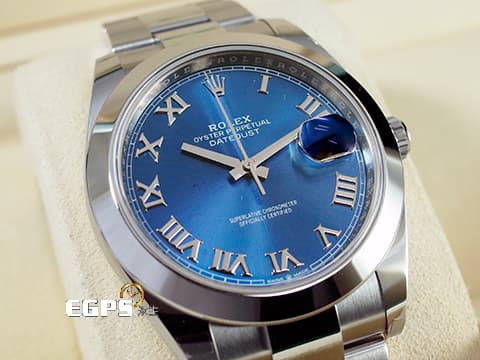 ROLEX 勞力士 Datejust 41 蠔式日誌型 126300 天藍色面盤 經典立體羅馬數字時標 DJ41 不鏽鋼 2023年保卡 蠔式（Oyster）三節錶帶 自動上鍊 41mm