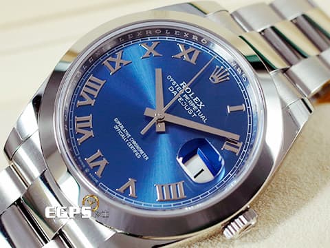 ROLEX 勞力士 Datejust 41 蠔式日誌型 126300 天藍色面盤 經典立體羅馬數字時標 DJ41 不鏽鋼 2023年保卡 蠔式（Oyster）三節錶帶 自動上鍊 41mm