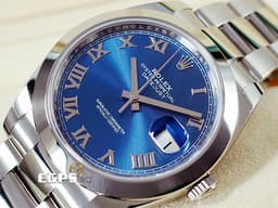 ROLEX 勞力士 Datejust 41 蠔式日誌型 126300 <font color="#0080FF">天藍色面盤 經典立體羅馬數字時標</font> DJ41 不鏽鋼 <font color="#FF0000">2023年保卡 蠔式（Oyster）三節錶帶</font> 自動上鍊 41mm