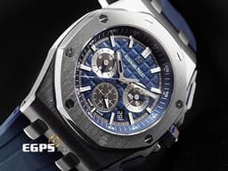 Audemars Piguet 愛彼 AP錶 Royal Oak Offshore 皇家橡樹 離岸型 計時碼錶 26480TI <font color="#05f0f0">鈦金屬材質 藍色大格紋面盤</font> <font color="#FF0000">2021保單 </font> 自動上鍊 42mm