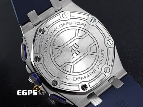Audemars Piguet 愛彼 AP錶 Royal Oak Offshore 皇家橡樹 離岸型 計時碼錶 26480TI 鈦金屬材質 藍色大格紋面盤 2021保單  自動上鍊 42mm