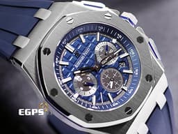 Audemars Piguet 愛彼 AP錶 Royal Oak Offshore 皇家橡樹 離岸型 計時碼錶 26480TI <font color="#05f0f0">鈦金屬材質 藍色大格紋面盤</font> <font color="#FF0000">2021保單 </font> 自動上鍊 42mm