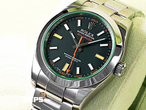 ROLEX 勞力士 Oyster Perpetual 蠔式 Milgauss 高抗磁 116400GV&nbsp;綠玻璃&nbsp;不鏽鋼 大三針&nbsp;經典橘色閃電秒針 116400 GV 自動上鍊 40mm