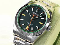 ROLEX 勞力士 Oyster Perpetual 蠔式 Milgauss 高抗磁 116400GV&nbsp;<font color="#00AA00">綠玻璃</font>&nbsp;不鏽鋼 大三針&nbsp;<font color="#FF8000">經典橘色閃電秒針</font> 116400 GV 自動上鍊 40mm