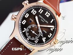 PATEK PHILIPPE 百達翡麗 PP錶 Calatrava Pilot Travel Time 5524R 飛行錶 5524R-001 <font color=#febb7a>玫瑰金材質 咖啡色面盤 兩地時間 日夜顯示</font> <font color=#FF0000>2023年保單</font> <font color=#FFFF33> 此錶歡迎各路錶友以 PP、AP、勞力士 來店交換，本店將以最高價評估～</font> 自動上鍊 42mm
