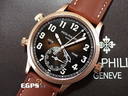 PATEK PHILIPPE 百達翡麗 PP錶 Complications 複雜功能時計 Calatrava Pilot Travel Time 5524R-001 <font color=#D2691E>巧克力棕色日輝紋面盤</font> 兩地時區 日夜顯示 玫瑰金 <font color=#FF0000>2021年保單</font> 5524 R  <font color=#FFFF33>歡迎各錶友以 PP、AP、勞力士 來店交換，本店將以最高價評估～</font> 飛行錶 自動上鍊 42mm