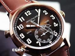 PATEK PHILIPPE 百達翡麗 PP錶 Calatrava Pilot Travel Time 5524R 飛行錶 5524R-001 <font color=#febb7a>玫瑰金材質 咖啡色面盤 兩地時間 日夜顯示</font> <font color=#FF0000>2023年保單</font> <font color=#FFFF33> 此錶歡迎各路錶友以 PP、AP、勞力士 來店交換，本店將以最高價評估～</font> 自動上鍊 42mm