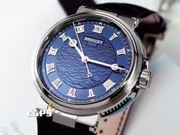 BREGUET 寶璣 Marine 航海系列 航海家 海之王子 5517BB/Y2/9ZU 18K白金材質&nbsp;<font color="#05f0f0">寶齊萊藍機刻雕花波浪紋面盤</font>&nbsp; <font color="#FF0000">2019年保單</font>&nbsp;自動上鍊 40mm
