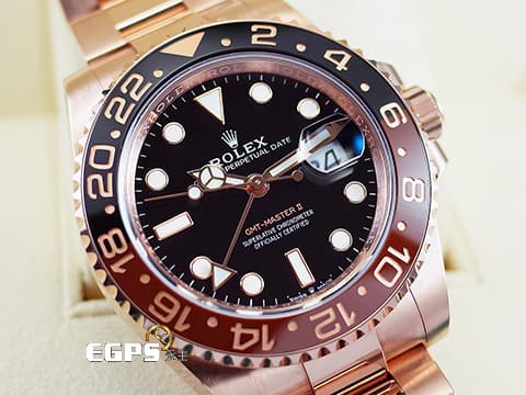 ROLEX 勞力士 GMT-Master II 格林威治型 126715CHNR 陶瓷沙士雙色圈 126715 CHNR 永恆玫瑰金 兩地時區 玫瑰金沙士圈，2019年保卡  此錶歡迎各路錶友以 PP、AP、勞力士 來店交換，本店將以最高價評估～ 自動上鏈 40mm