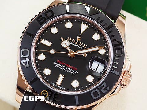 ROLEX 勞力士 Yacht-Master 遊艇名仕型 268655 永恆玫瑰金 陶瓷錶圈  新式橡膠錶帶 2025年保卡 自動上鍊 37mm