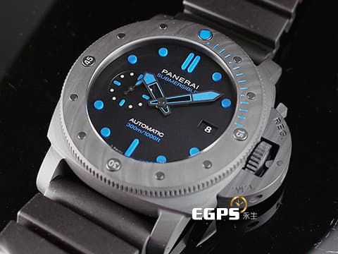 PANERAI 沛納海 Submersible Carbotech PAM1616 Carbotech碳纖維錶殼  PAM01616 藍色夜光指針、時標 三日鍊 潛水錶 2023保單 自動上鍊 47mm