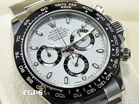 ROLEX 勞力士 Cosmograph Daytona 宇宙計時型 迪通拿 116500LN 計時碼表 白熊貓 白色面盤 搭配Rubber B橡膠錶帶 116500 LN 陶瓷錶圈 不鏽鋼 2021年新式保卡 賽車錶 自動上鍊 40mm